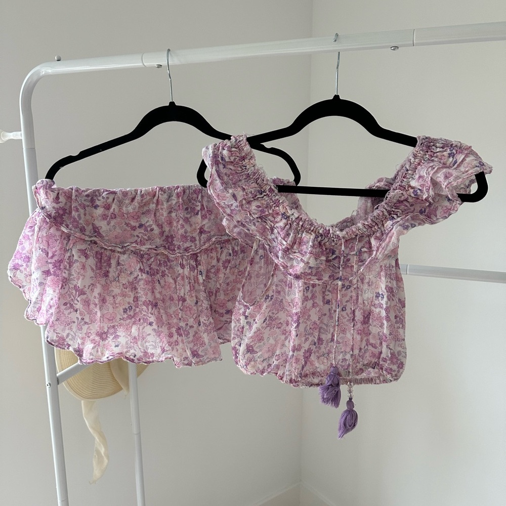 Love shack fancy| Floral Purple tiered skirt & Top